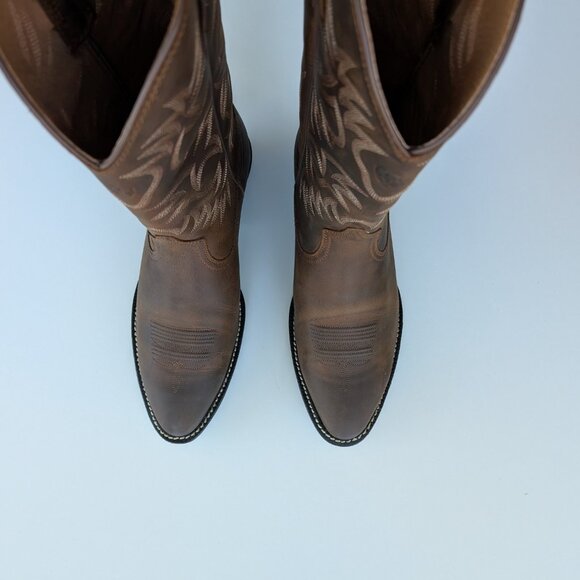 Ariat Heritage R Toe Western Boot - 9 EE (Wide) - Distressed Brown - Picture 7 of 8